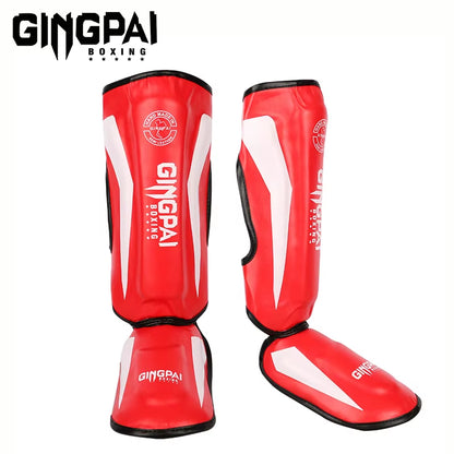 Thicker Boxing Shin Guards PU Leather Protection Leggings Equipment Martial Arts Muay Thai Leg Taekwondo Feet Ankle Protectors