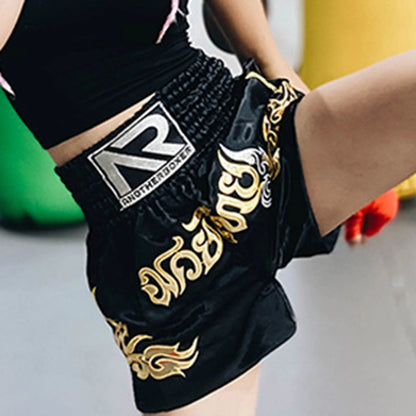 Boxing Shorts Anti-Friction High Elasticity Breathable Muay Thai Cord Design Kickboxing Shorts for Men