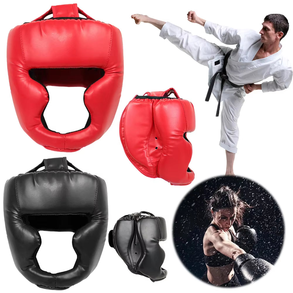 Kick Boxing Helmet Full-Covered Thickened Boxing Helmet PU Karate Muay Thai Training Head Protector Boxing Protective Gear