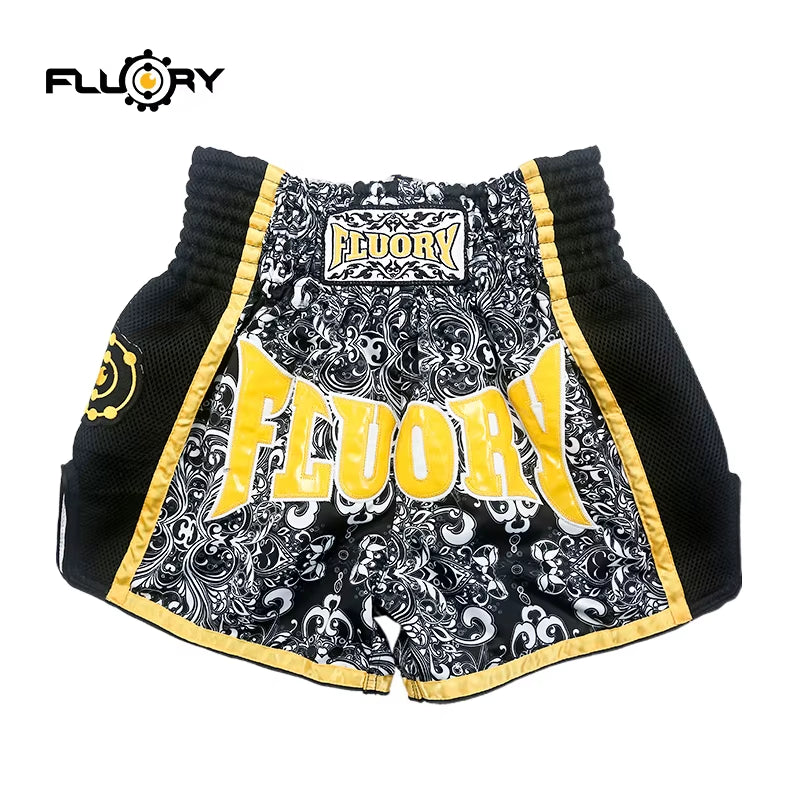 Unisex Printing Flower Muay Thai Shorts Retro Mma Shorts Kick Boxing Pants