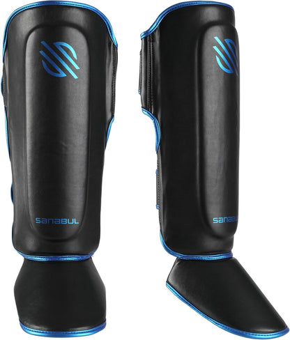 Essential Kickboxing Shin Guards with Hook & Loop Straps Shin Pads for MMA Muay Thai and Martial Arts