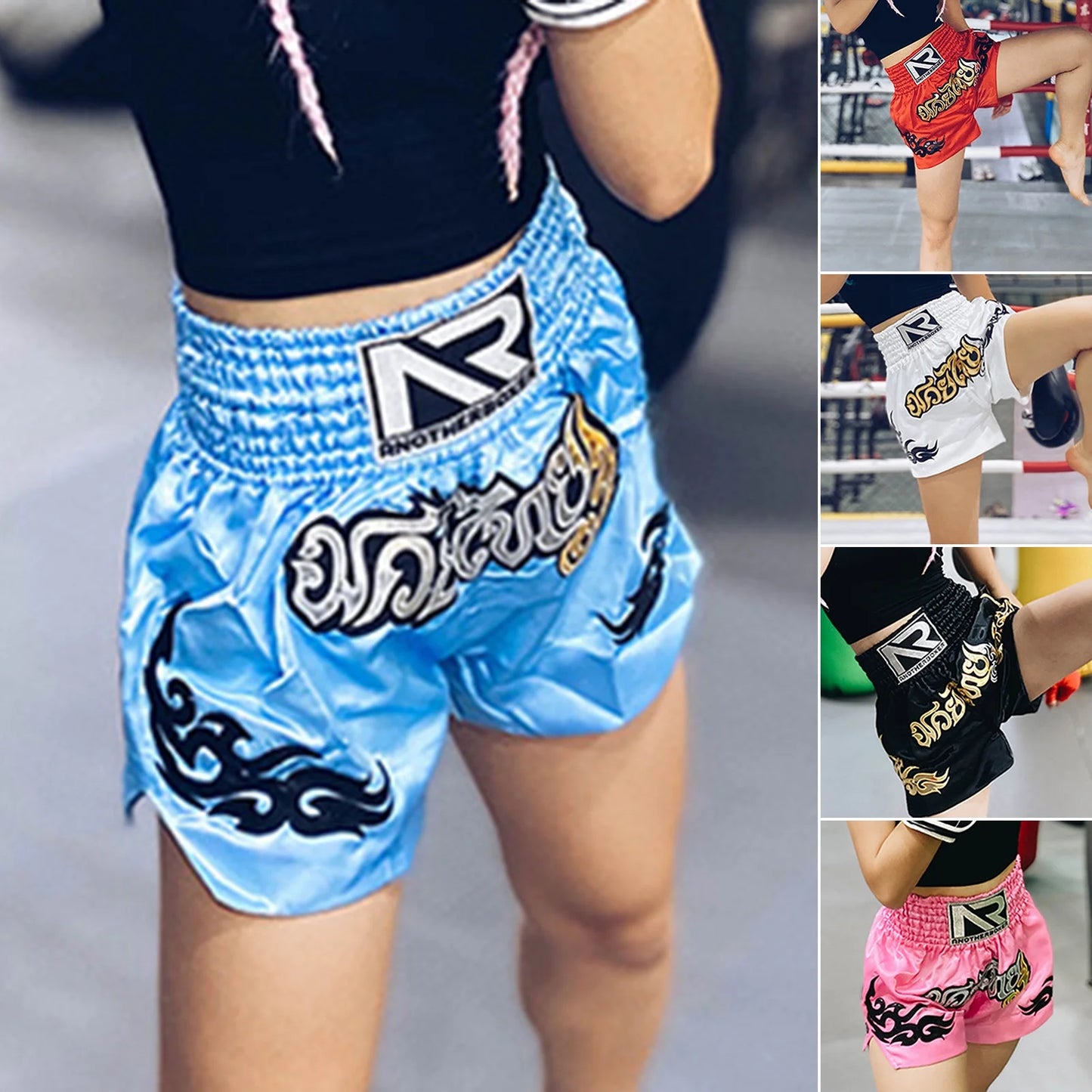 Boxing Shorts Anti-Friction High Elasticity Breathable Muay Thai Cord Design Kickboxing Shorts for Men