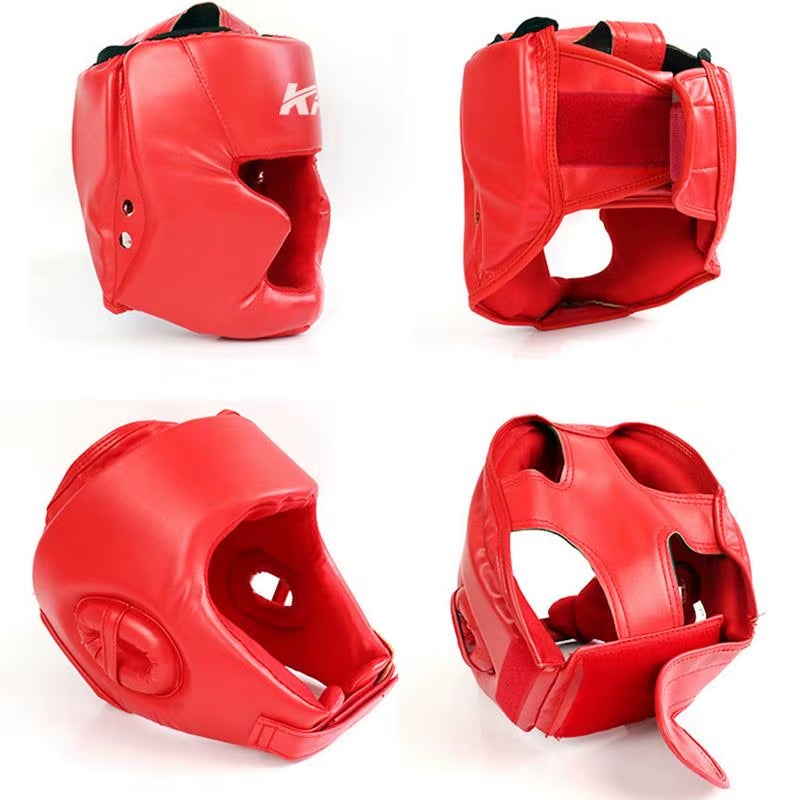 1Pcs Full-Covered Pu Boxing Helmet Kids Adults Muay Thai Training Sparring Boxing Headgear Gym Equipment Taekwondo Head Guard