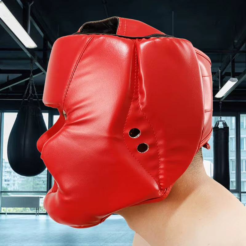 1Pcs Full-Covered Pu Boxing Helmet Kids Adults Muay Thai Training Sparring Boxing Headgear Gym Equipment Taekwondo Head Guard