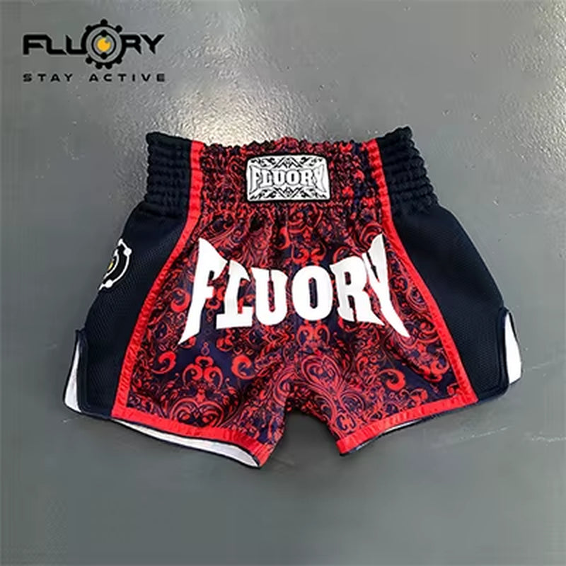 Unisex Printing Flower Muay Thai Shorts Retro Mma Shorts Kick Boxing Pants