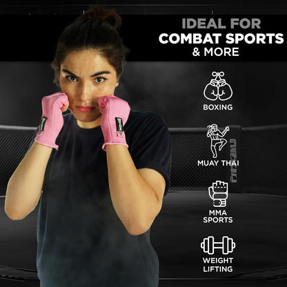 Boxing Hand Wraps Inner Gloves Men Women, Half Finger under Mitts with Elasticated Bandages for Fist Protection, Ideal for Muay Thai, Kickboxing, MMA, and Martial Arts, Perfect for Training