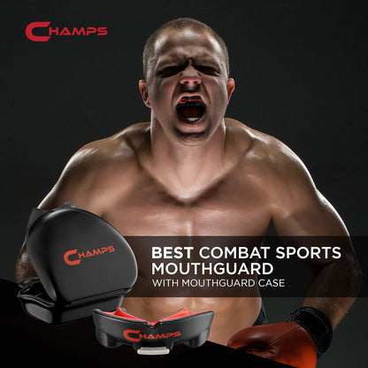 Champs Breathable Mouthguard for Boxing, Jiu Jitsu, MMA, Muay Thai, Sports, and Wrestling. Easy Fit Boxing Mouthguard Super Tough MMA Mouthguard. Combat Sports Mouthpiece (Black, Ages 9 and Below)