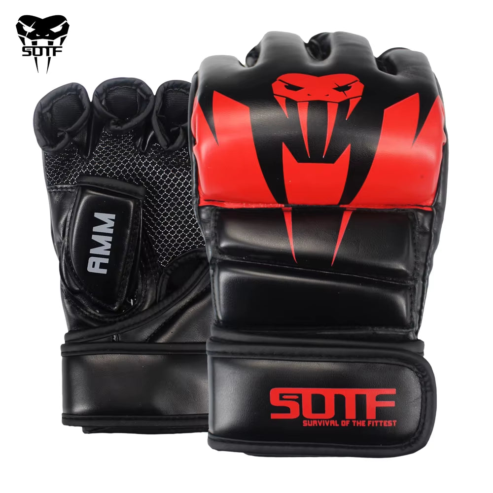 SOTF Adults MMA Venomous Snake Multicolor Boxing Gloves MMA Tiger Muay Thai Gloves Muay Thai Boxing Fight Glove Sanda Pads Box