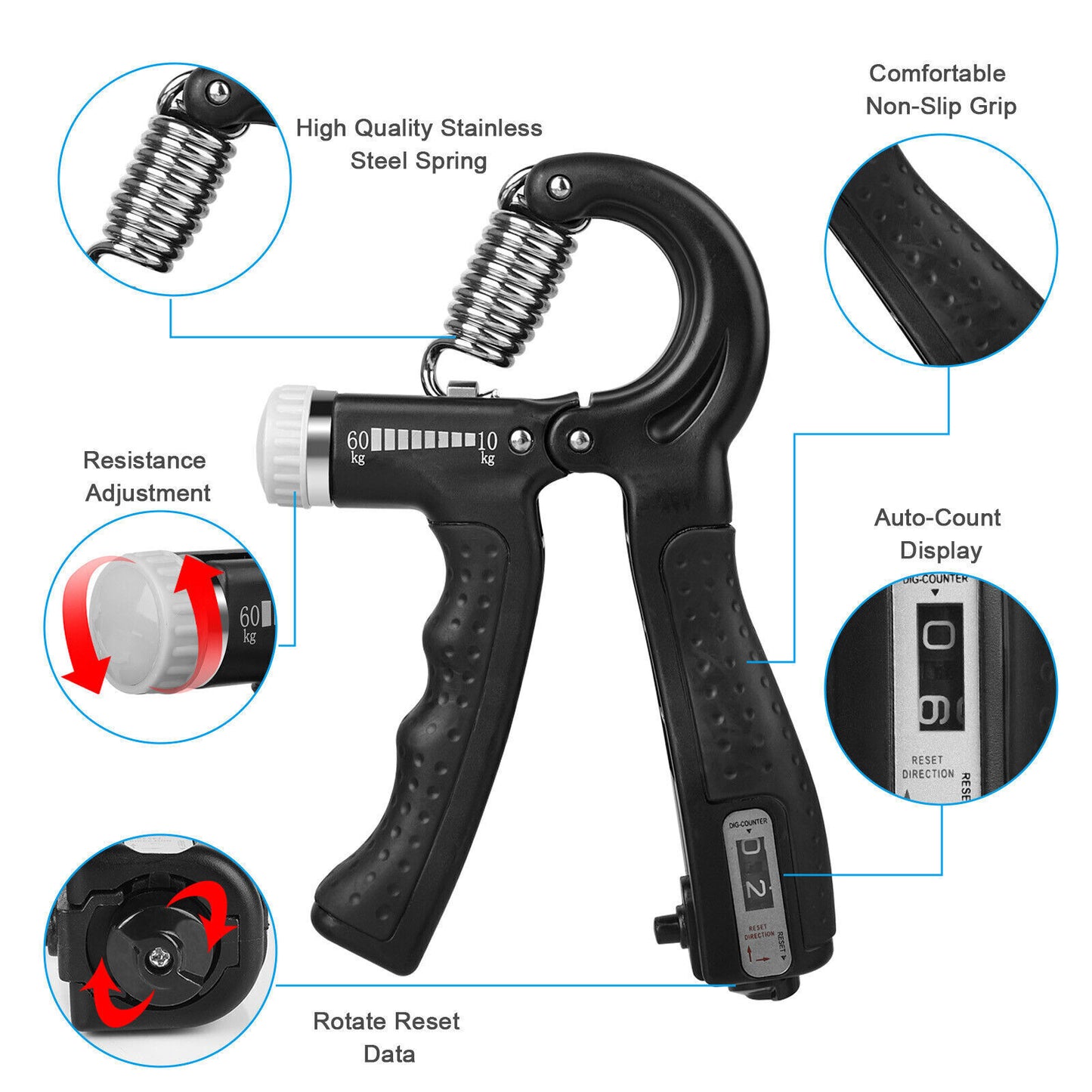 Hand Grip Strengthener Gripper Finger Exerciser Forearm Trainer Resistance Band