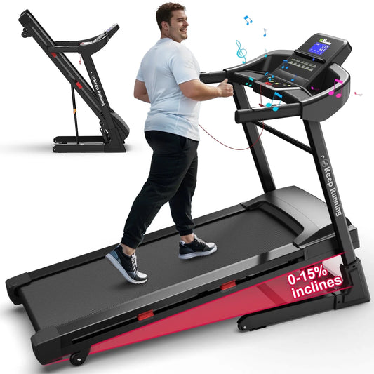 Treadmill with 15% Auto Incline for Home 400LBS Capacity - 3.5 HP Heavy Duty Treadmill Foldable with App/Bluetooth - 18 Inch Wide Belt, Folding Treadmill for Home Gym Walking Running Exercise