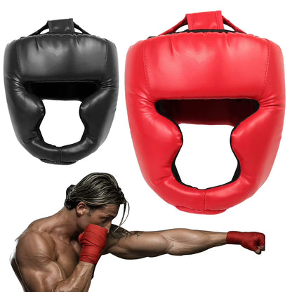 Kick Boxing Helmet Full-Covered Thickened Boxing Helmet PU Karate Muay Thai Training Head Protector Boxing Protective Gear