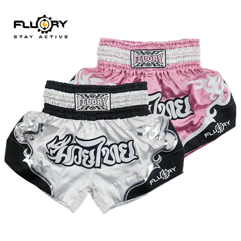 Women Fluory PINK and WHITE and ORANGE NEWEST and FASHION Muay Thai Shorts