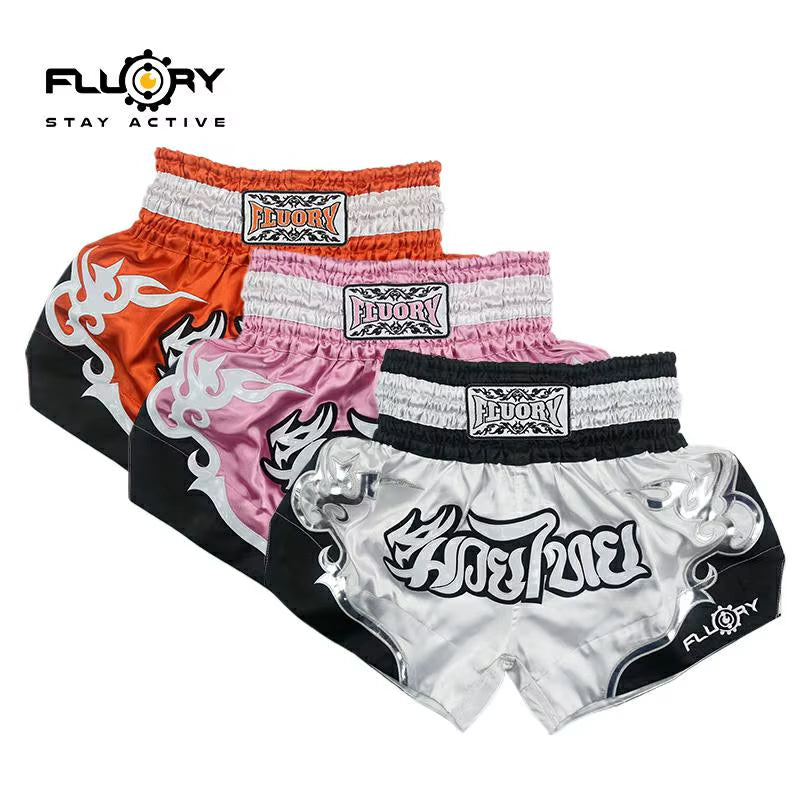 Women Fluory PINK and WHITE and ORANGE NEWEST and FASHION Muay Thai Shorts