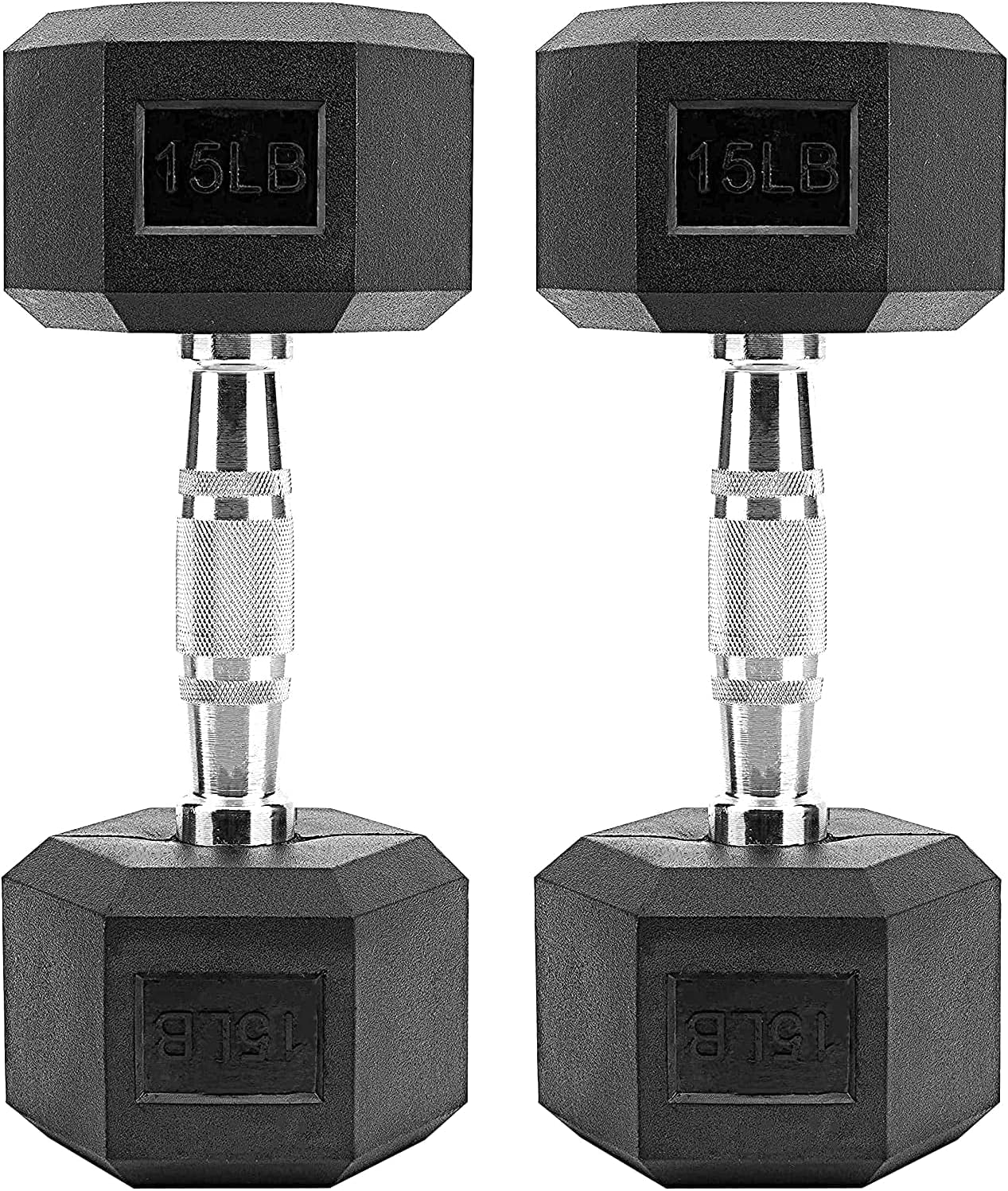 Hex Dumbbells Free Weights Solid Steel Hand Weights Dumbbells Set of 2 10Lbs 15Lb 20 Pound Pairs- PVC Encased 25Lbs 30Lbs Exercise & Fitness Dumbbell in Single with Chrome-Plated Knurled Handles