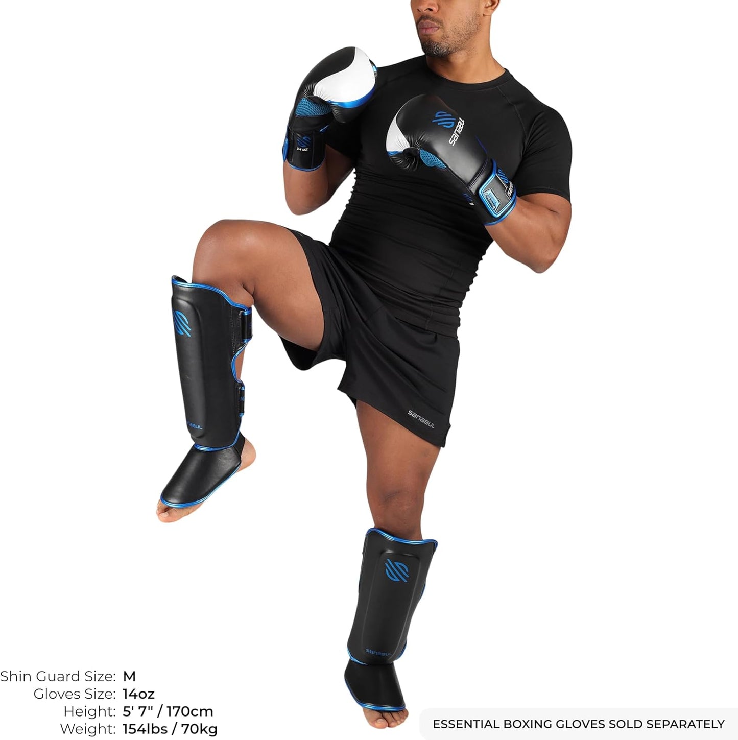 Essential Kickboxing Shin Guards with Hook & Loop Straps Shin Pads for MMA Muay Thai and Martial Arts