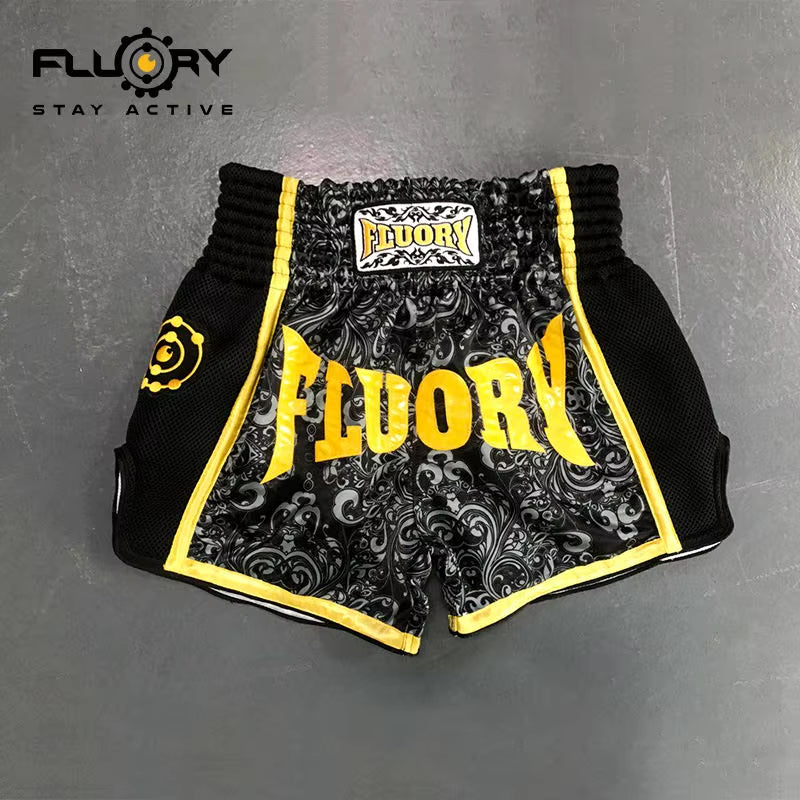 Unisex Printing Flower Muay Thai Shorts Retro Mma Shorts Kick Boxing Pants