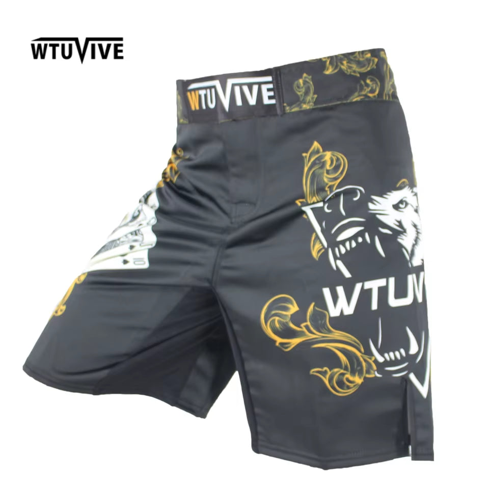 WTUVIVE Men'S Yellow Poker Warrior Boxing Fitness Breath Boxing Shorts Tiger Muay Thai Boxing Shorts Cheap Mma Shorts Kickboxing